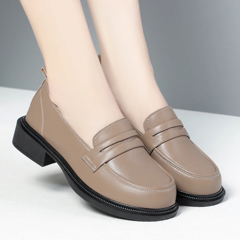 AIYUQI Loafer Shoes Woman Genuine Leather Spring Shoes Woman Slip-on One Foot Big Size Non-slip Shoes Ladies