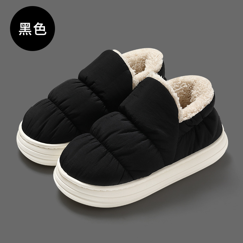 2025 winter new cotton slippers women bag with home thick soles plus cashmere warm cotton shoes men