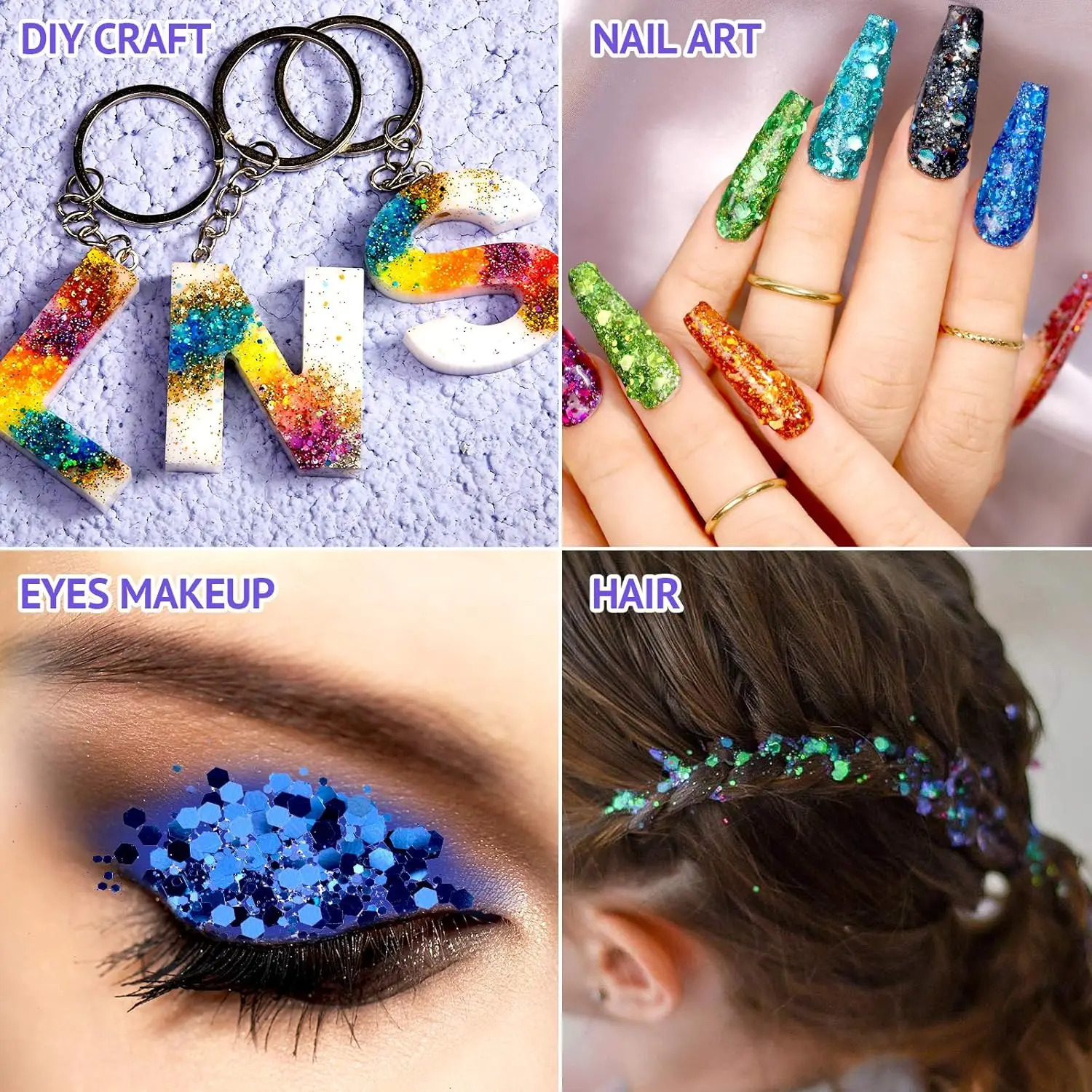 3g*32Bottle Laser Nail Art Glitter Sequins Holo Mixed Hexagon Chunky Fine Flakes Xams Sparkly Body/Eye/Face/Manicure DecorPowder 241220
