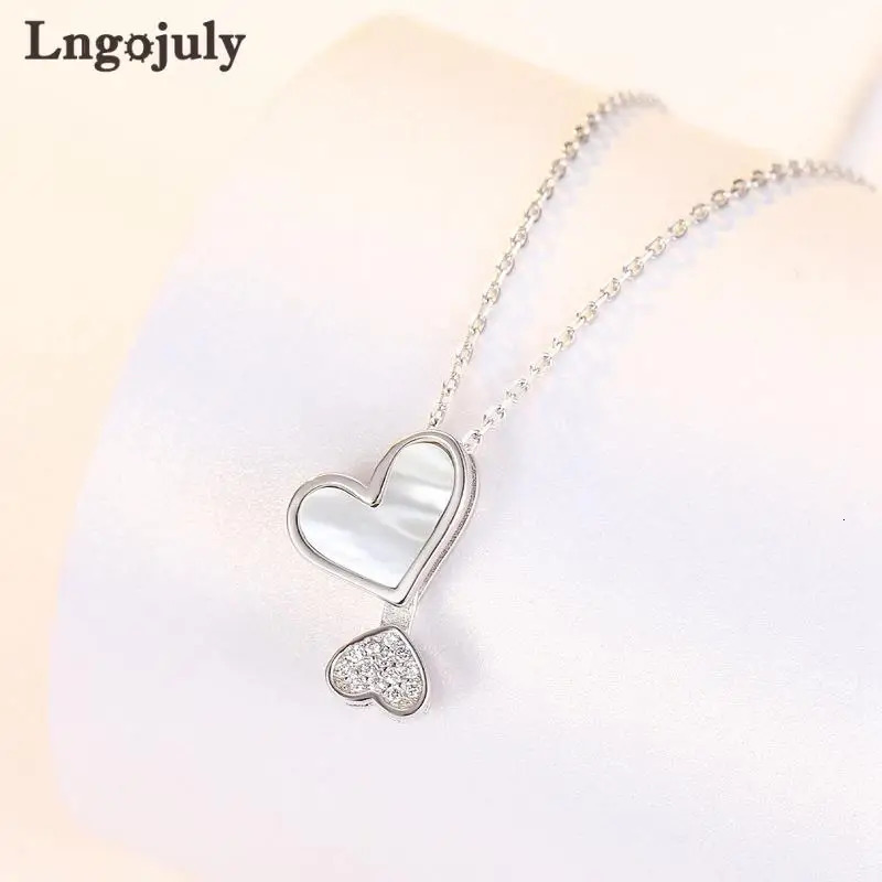 Women Necklace 925 Sterling Silver Fine Jewelry Heart Pendant Necklaces For Women Bride Wedding Party Silver 925 Jewelry 241220