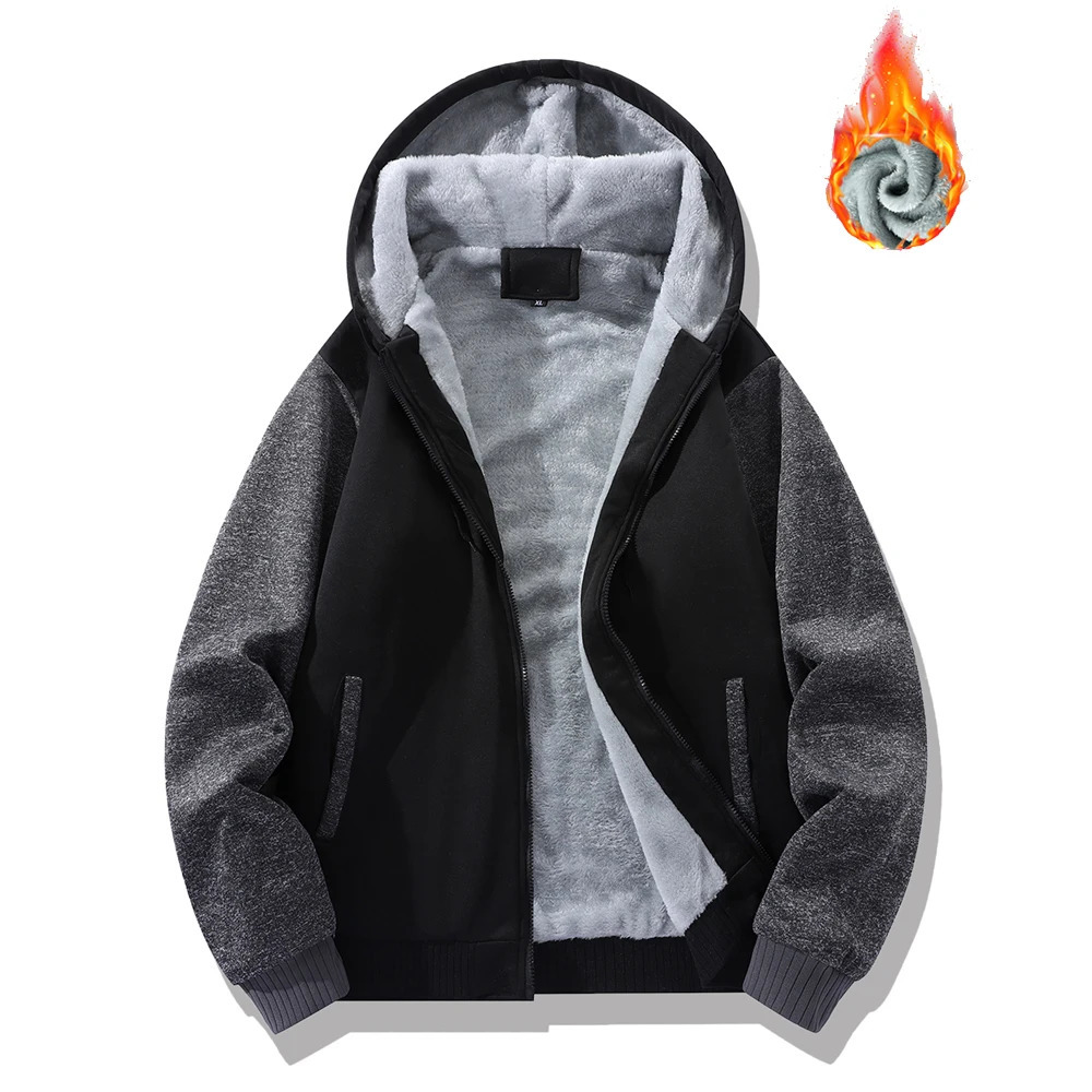 Mens Autumn Winter Zipper Jacket Thick Warm Baseball Uniform Sports Casual Thicken Hoodies Fashion Male Patchwork Loose Jackets 241216