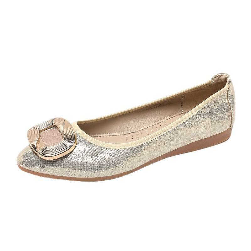 Shallow Mouth Versatile Bean Spring And Autumn Fairy Style Gentle Soft Sole Flat Shoes, Plus Size Single Shoes For Women, 2023 New Item