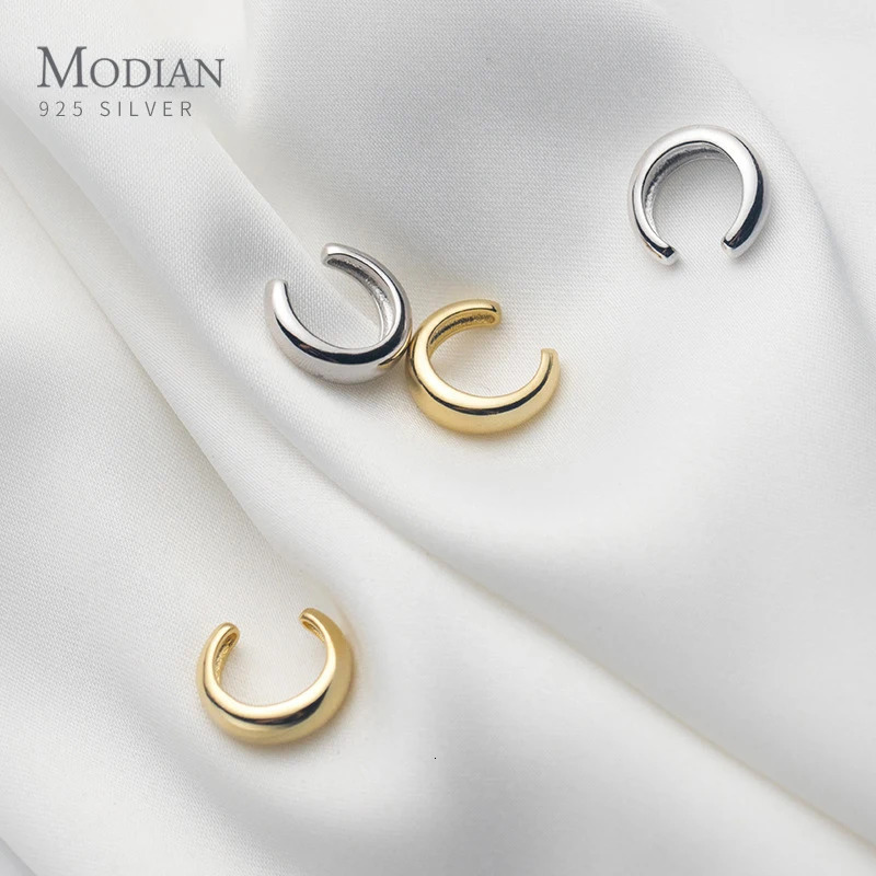 Modian Fashion Minimalist Letter Thick C Shpae 925 Sterling Silver Clips Earring for Women Fine Jewelry Brincos No Pierced Ears 241220