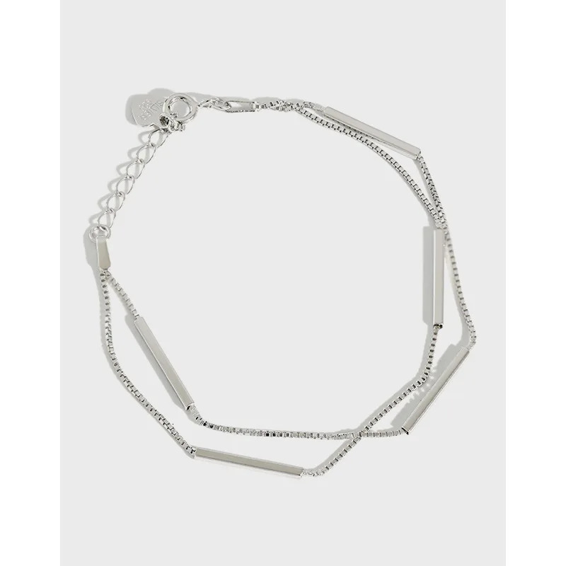 Real 925 Sterling Silver Multi Layer Chains Bracelets For Women Trendy Stick Bracelet Bangle Female Silver Jewelry On Hand 241220