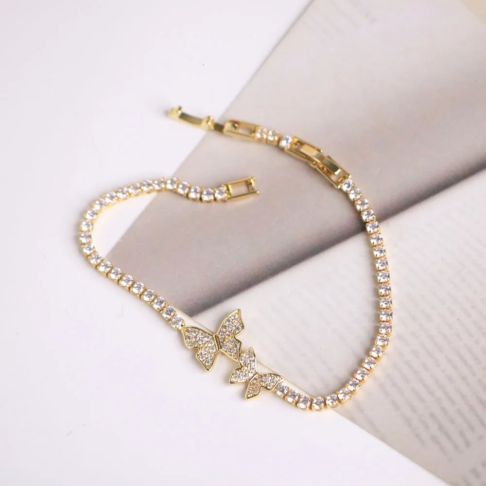 10PCS Clear Zirconia Butterfly Bracelet for Women Gold Plated Chain Tennis Bracelet Crystal Jewelry Gifts 241220