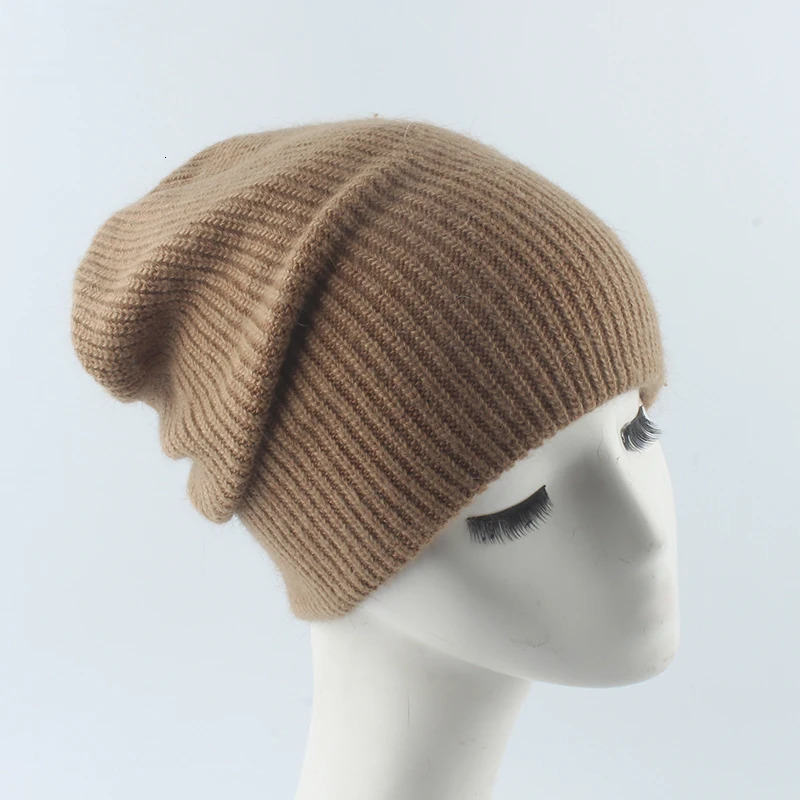 Women Autumn Winter Rabbit Fur Beanie Hats For Ladies skullies beanies Thick Knitted Warm Casual Caps 241214