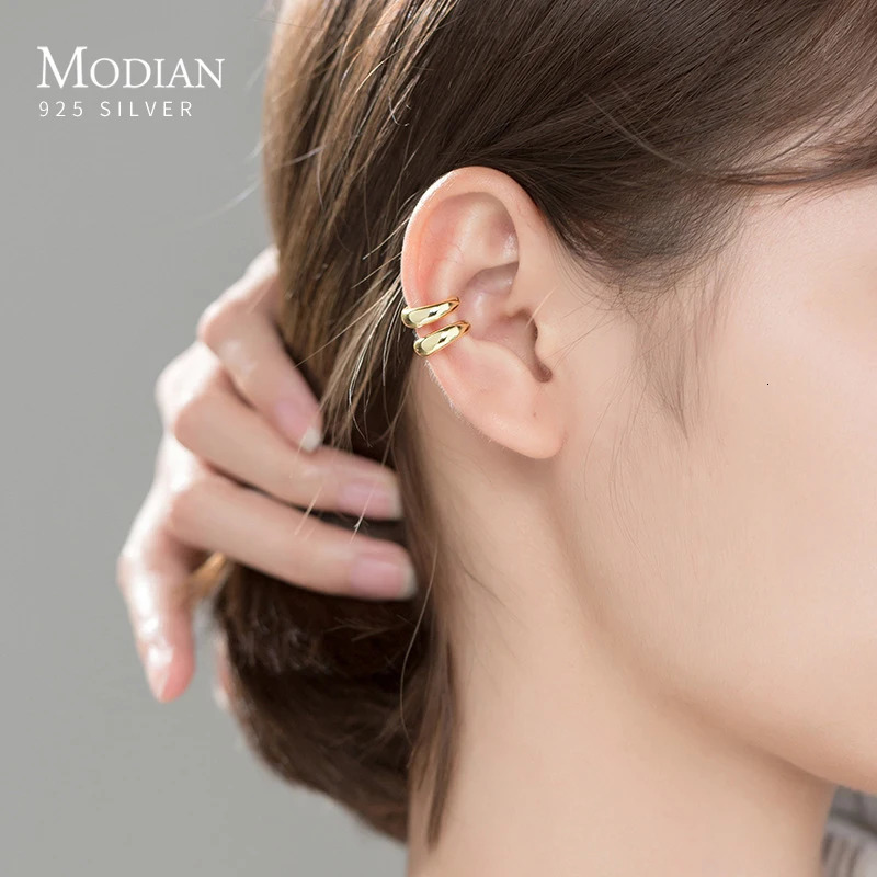 Modian Fashion Minimalist Letter Thick C Shpae 925 Sterling Silver Clips Earring for Women Fine Jewelry Brincos No Pierced Ears 241220