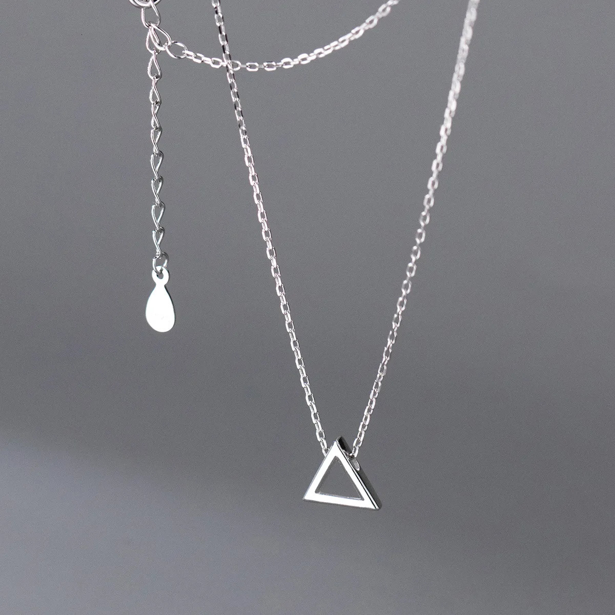 925 Sterling Silver Glossy Triangle Choker Necklace Pendant for Women Korean Geometry Charm Necklaces Wedding Party Jewelry Gift 241220