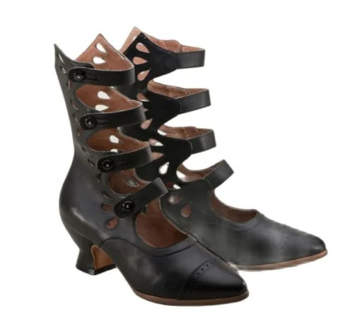 Medieval style womens shoes high heels national style carving executive spring and autumn corner head European and American big Siz 241213