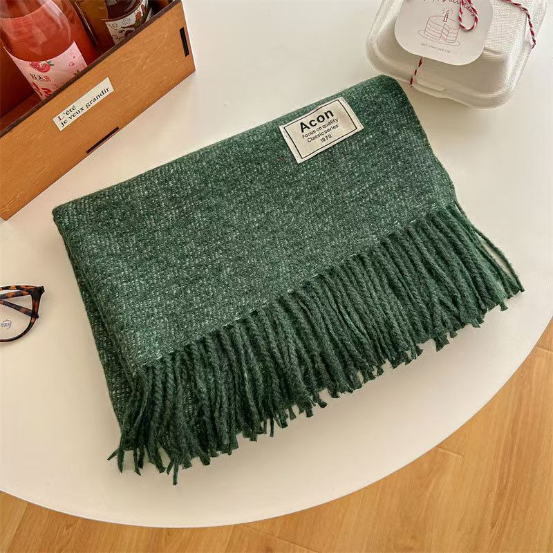T022 solid color cashmere scarf female Korean version shawl winter thickened student versatile fashion warm neck scarf