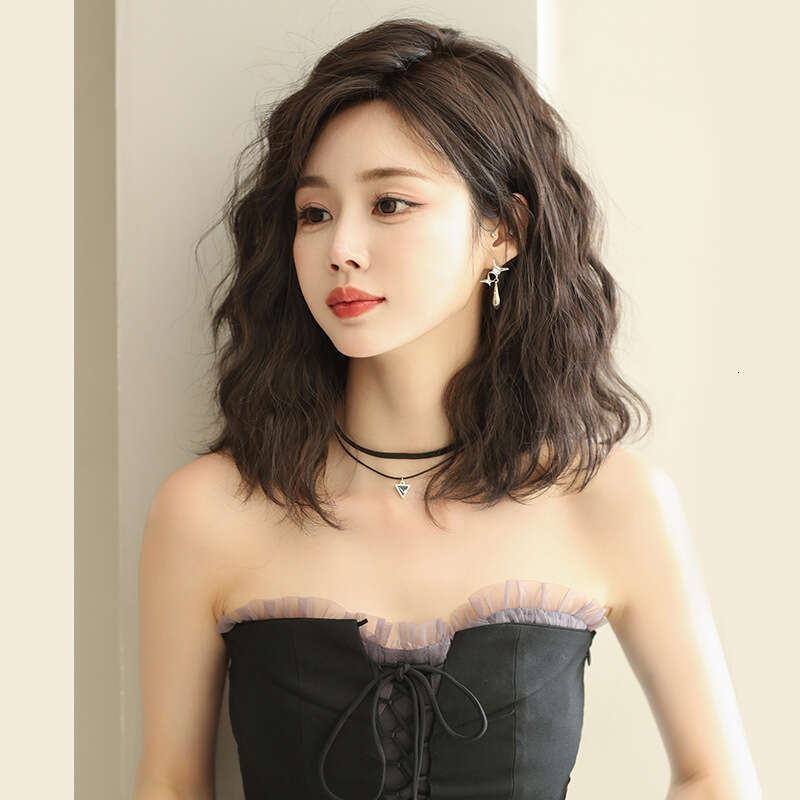 Summer New Women's Head Simulated Wool Short Hair Natural Full Top Curled Wig Set