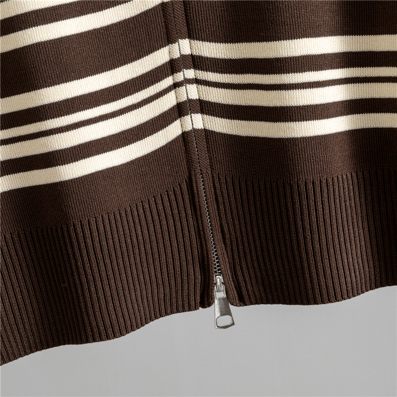Spring Two Piece Sets Women Knitted Sweater Suit Elegant Doll Collar Stripe Knit Cardigan Wide Leg Pants Two-Piece Set
