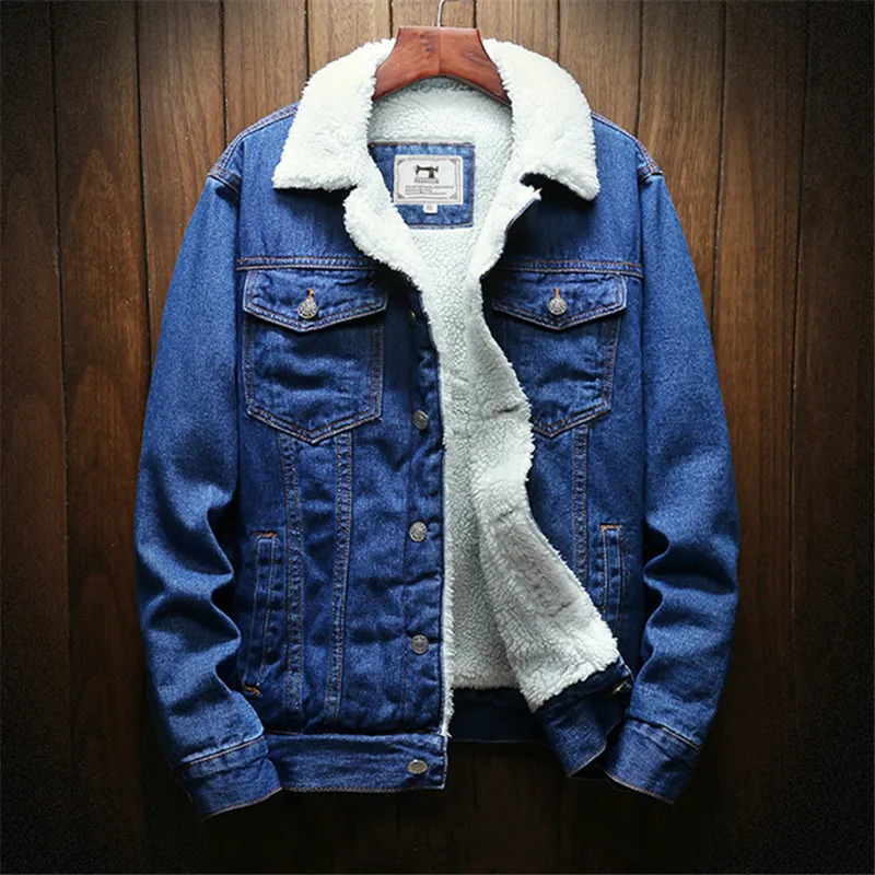 Winter Jean Jackets Men Warm Denim Coats Fashion Cow Outerwear Men Liner Thicker Fleece Denim Jacket Black Blue Plus Size 6XL 241216