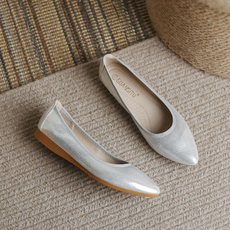 Soft Sole Single Shoe Women To Wear, Soft Top Cloth For Breathable Lazy Flat Bottomed Women, Spring And Autumn Shallow Mouth Large Size Dance Shoes