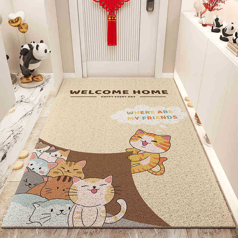 Floor Mats for Entrance Doors Cartoon Porch Wire Ring Floor Mats, Household Door Entrance Mud-scraping Soil-resistant Floor Mats