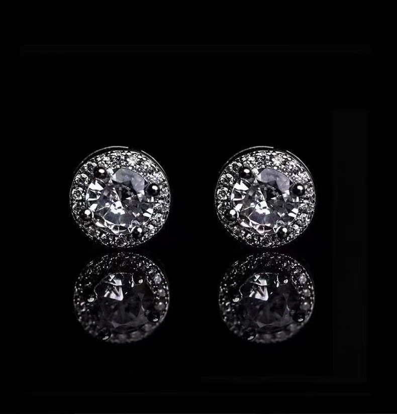 Moissanite Hip Hop Jewelry VVS Dia Round earrings 8mm 9.2mm 11mm width sterg sier hip hop fashion stud earri