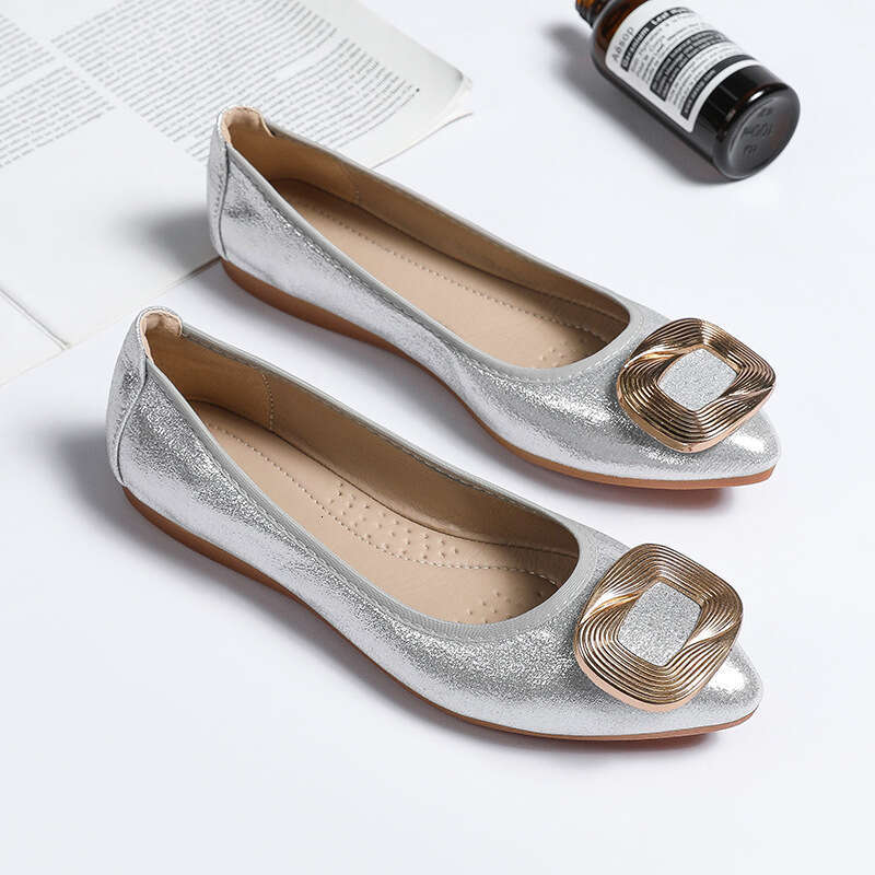 Shallow Mouth Versatile Bean Spring And Autumn Fairy Style Gentle Soft Sole Flat Shoes, Plus Size Single Shoes For Women, 2023 New Item