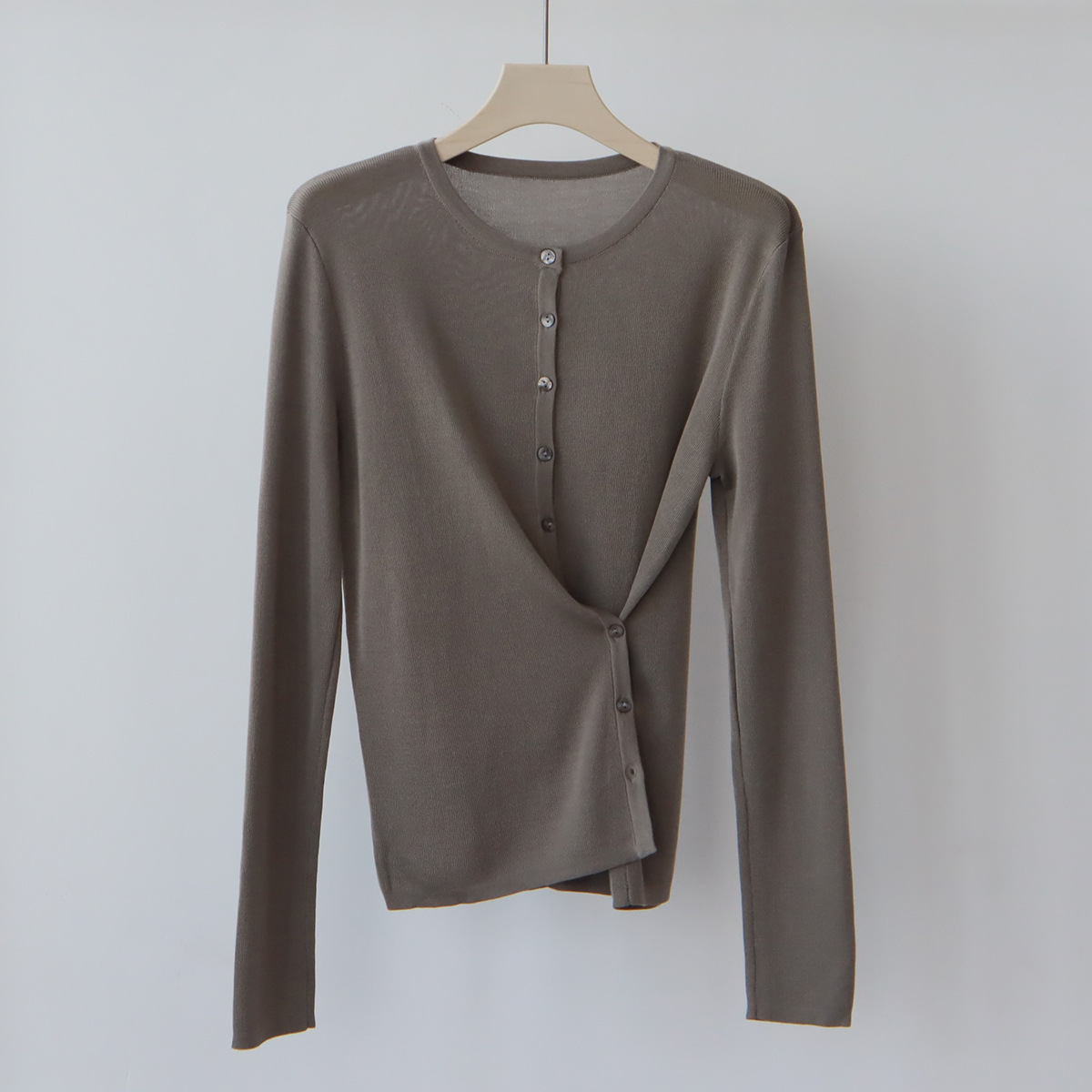 IUKS1 Liesel Rounded Neck Knit Cardigan for Women - Dual-Wear Style for Autumn Layering