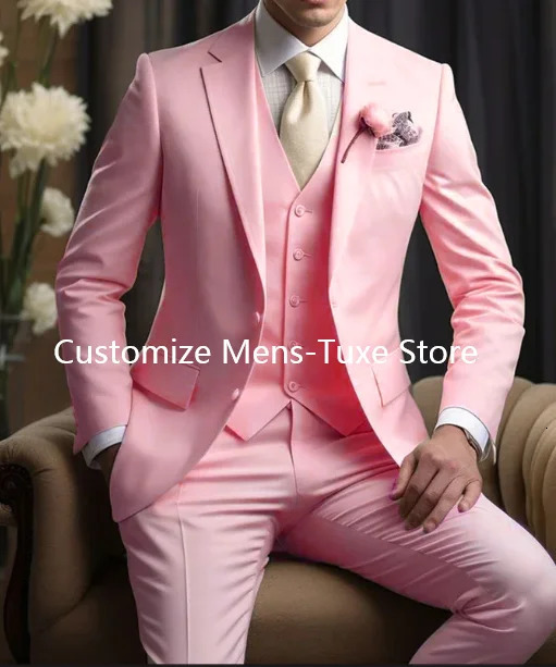 Elegant Wedding Mens Suits Blazer Slim Fit 3 Pcs Jacket Pants Vest y Costume Homme Formal Party Male Clothing 241218