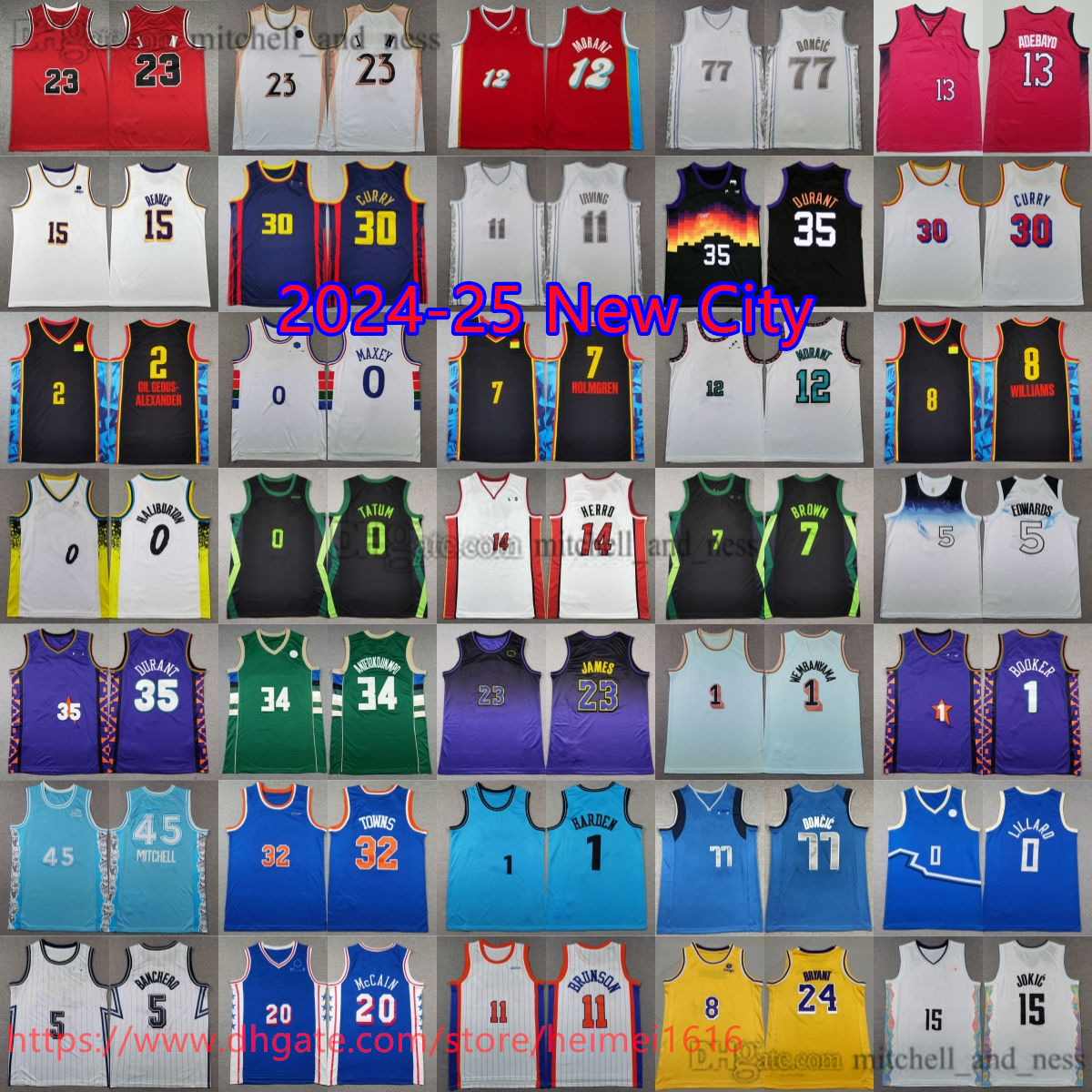 2024-25 New City Basketball 7 Chet Holmgren Jersey Stitched Wembanyama Bryant Knecht Doncic Curry Mobley Irving Tatum Brown Leonard Harden Wiggins Adebayo Jerseys
