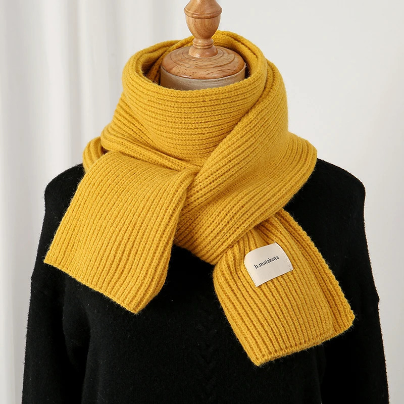 Warm Knitted Wool Soft Scarf Women Solid Korean Style Skinny Long Woolen Yarn Autumn Winter Travel Casual Neckechief Bufanda 241220