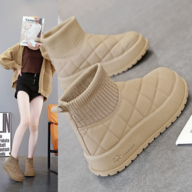 Thick Soled Snow Boots For Women In Winter 2024, With Plush And Thick Cotton Shoes, Waterproof And Anti Slip Short Boots For Women Kt-2819 65e