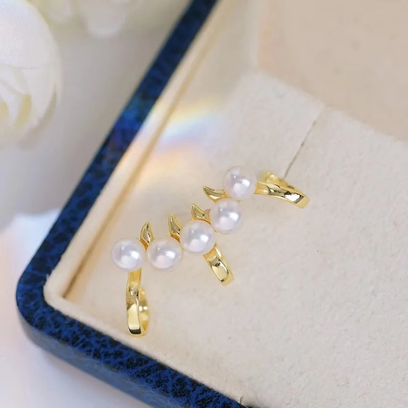 MeiBaPJ 925 Silver Empty Holder 4-5mm Natural Small Round Pearls Fashion Clip Earrings Fine Wedding Jewelry for Women 241220