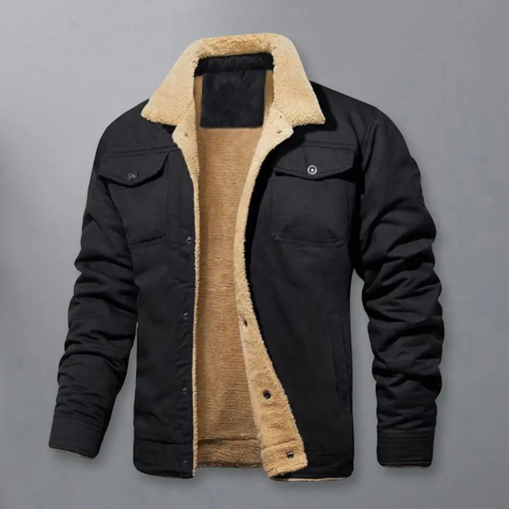 Mens Winter Jacket Fashion Mens Lapel Sherpa Fleece Lined Thicken Denim Jean Trucker Jacke Men Jeans Coats Clothing Jeans 241216