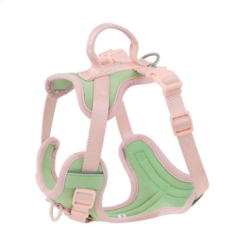 Adjustable Dog Harness and Leash Set with Splicing Colors Comfortable No-Pull Pet Chest Strap Reflective Material
