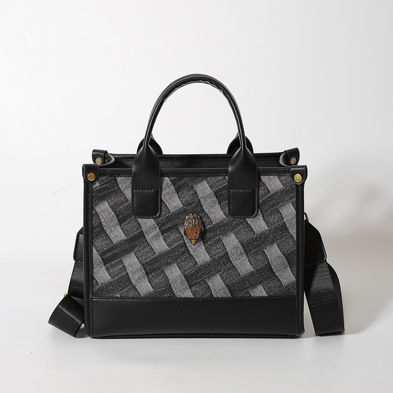 Bag High End Woven Denim Tote Large Capacity Handbag, Women's Eagle Head Bag, Single Shoulder Crossbody Bag