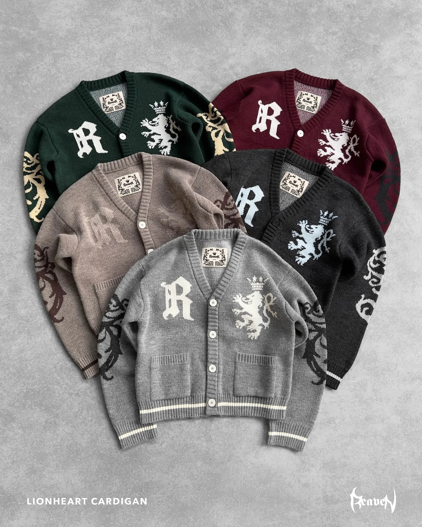 Lionheart Cardigan Men Autumn Winter Embroidery Knitted Sweater Single-breasted Fashion Pocket Sweaters Women Knitwear Y2k Coat 241220