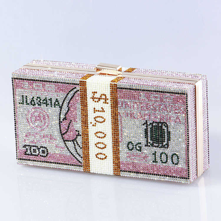 Us Dollar Bag New Full Diamond Us Dollar Dinner Bag Clutch Bag Womens Dress Hand Bag Evening Bag Womens Tote Bags 240920