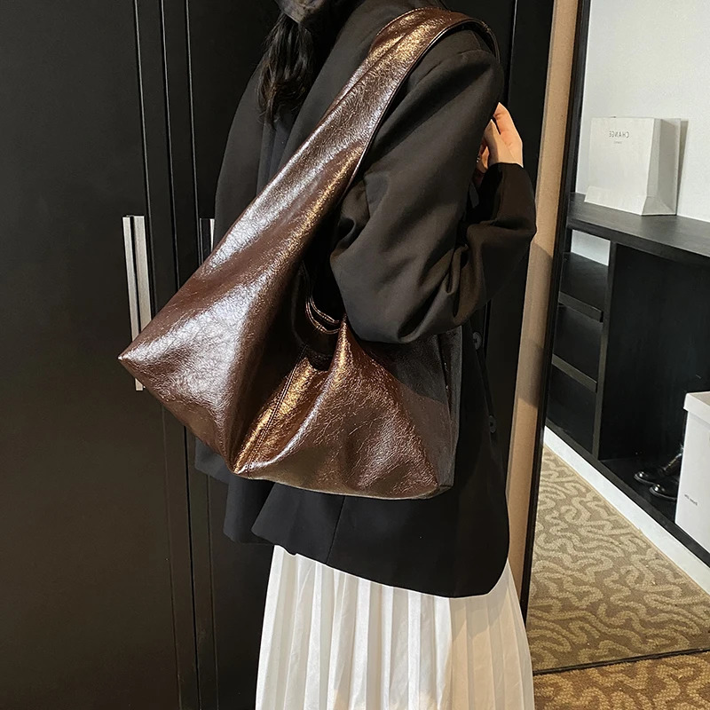 New Large PU Leather Hobo Underarm Bag for Women's Winter Women's Handbag 2025 New Designer Handbag and Wallet
