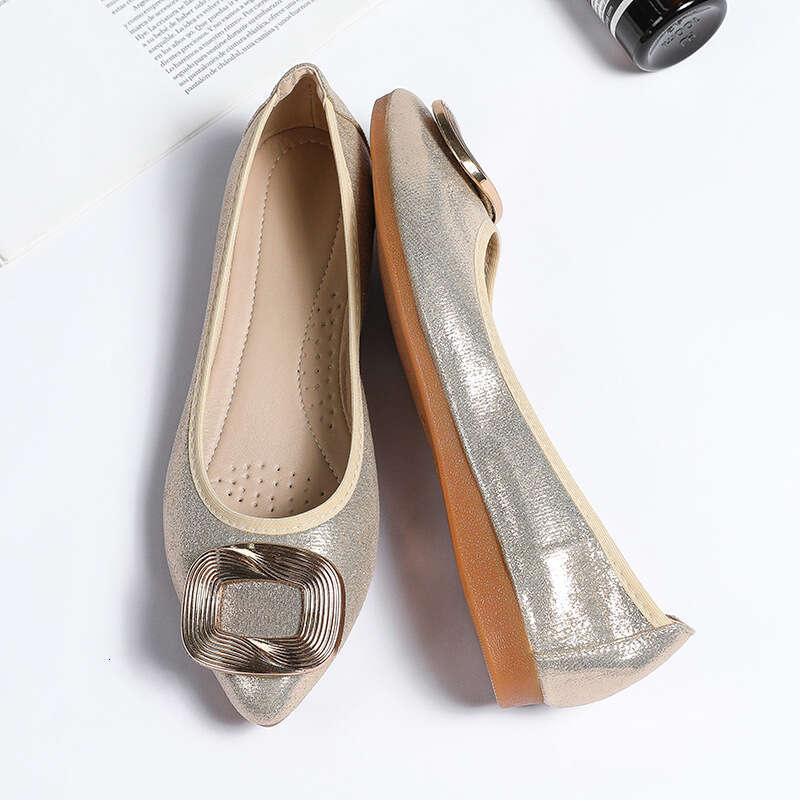 Shallow Mouth Versatile Bean Spring And Autumn Fairy Style Gentle Soft Sole Flat Shoes, Plus Size Single Shoes For Women, 2023 New Item