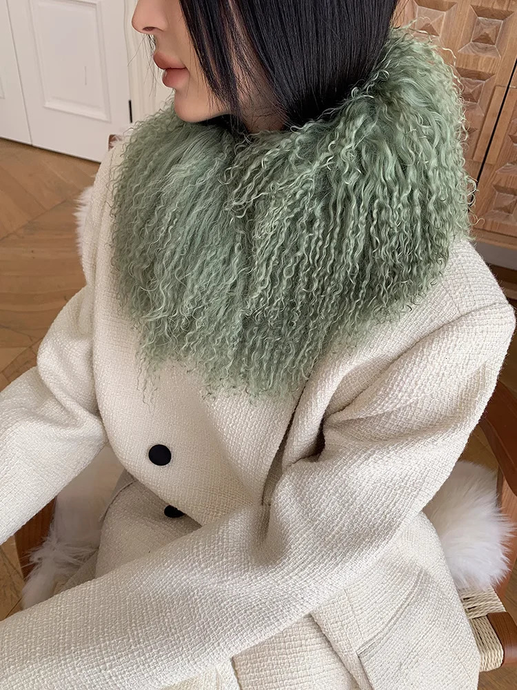 High Quality Beach Wool Muffler Whole Skin Mongolia Long Fur Scarf Warm Lamb Fur Collar Thickened Neck JZ291 241220