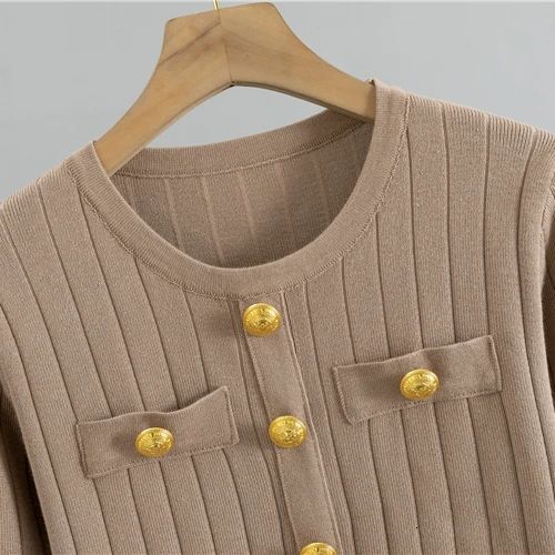 Elegant Fashion OL Winter Suits Women Sleeves Chic Buttons Pullovers+Elastic Long Pants Vintage Sweater Two Pieces Sets