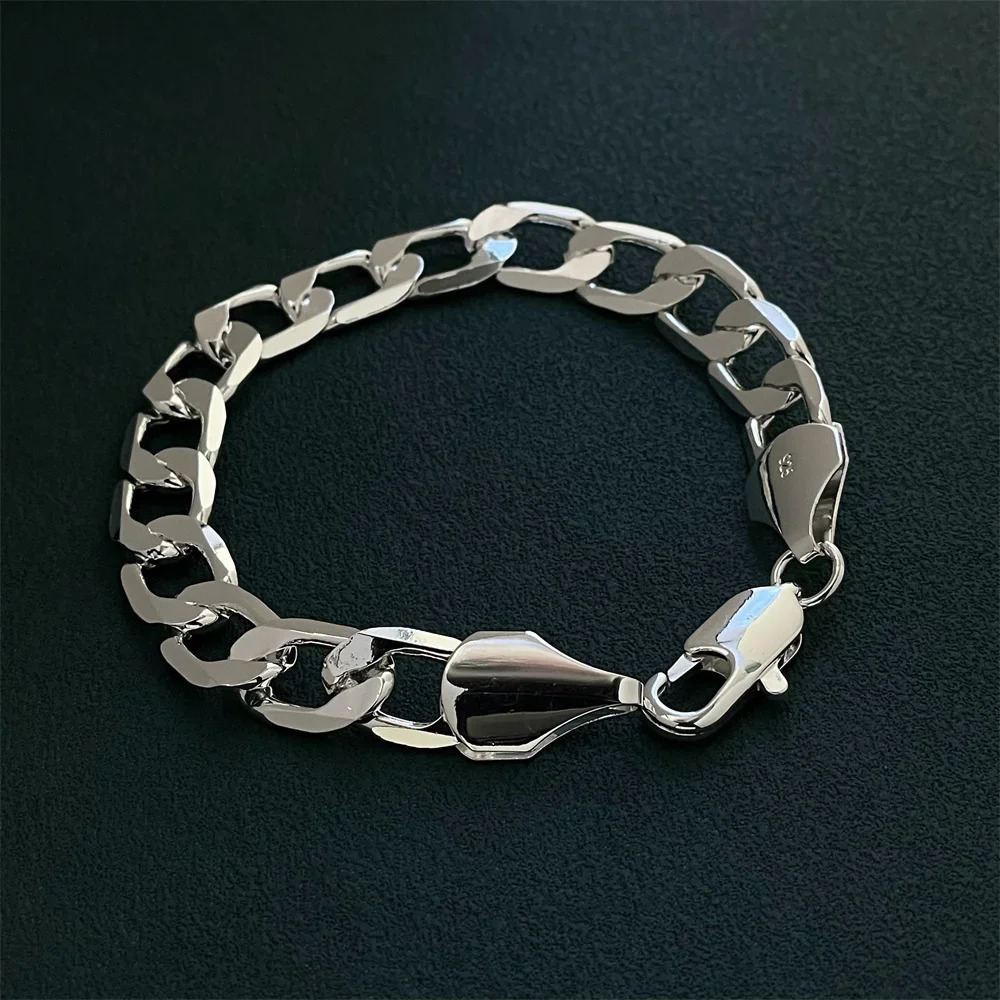925 Sterling Silver Bracelet 10MM Cuban Sideways Chain Fashion n Exquisite Jewelry For Men Women Party Wedding Gifts 241214