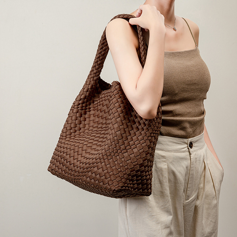 Women Casual Totes Diving Material Waterproof Ladies Soft Large Shoulder Bags Versatile Weaving Handbags Female Composite Bag