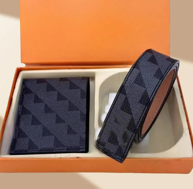 Designer desinger wallet set full pattern genuine leather black white smooth bukle eliness viuttonliness cintura 3.8cm width thin jeans mens belt