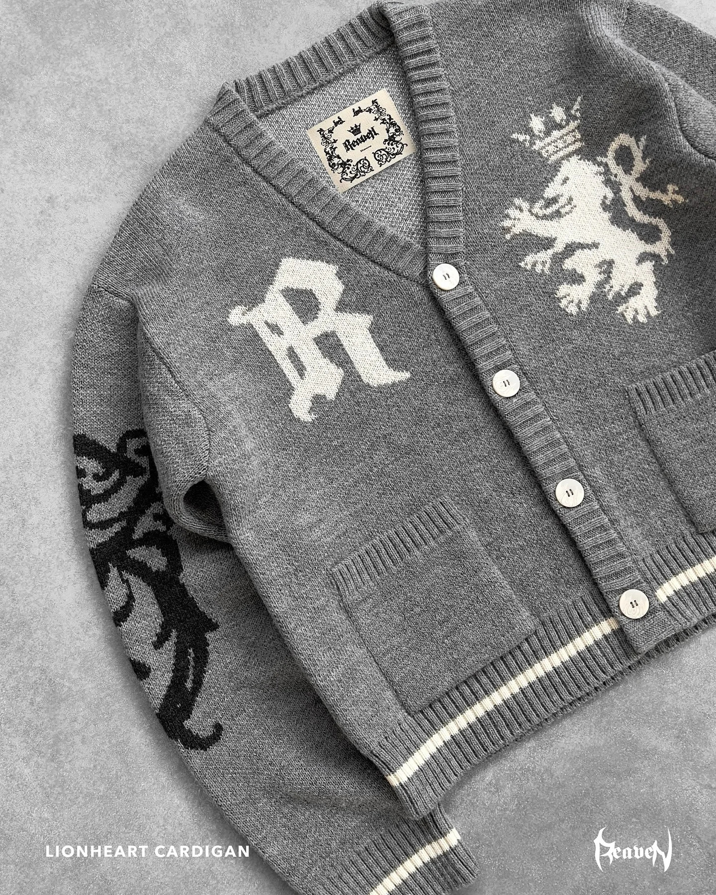 Lionheart Cardigan Men Autumn Winter Embroidery Knitted Sweater Single-breasted Fashion Pocket Sweaters Women Knitwear Y2k Coat 241220