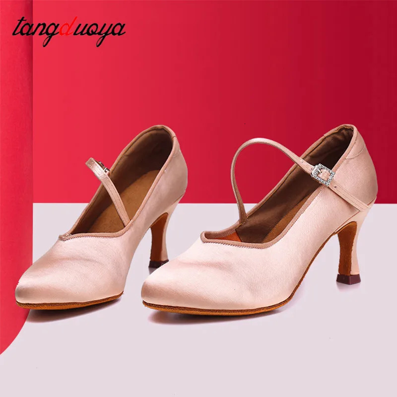 Modern dance shoes womens soft soled national standard dating tango dance shoes womens silk Latin dance shoes 5.5/7.5cm high heels 241220