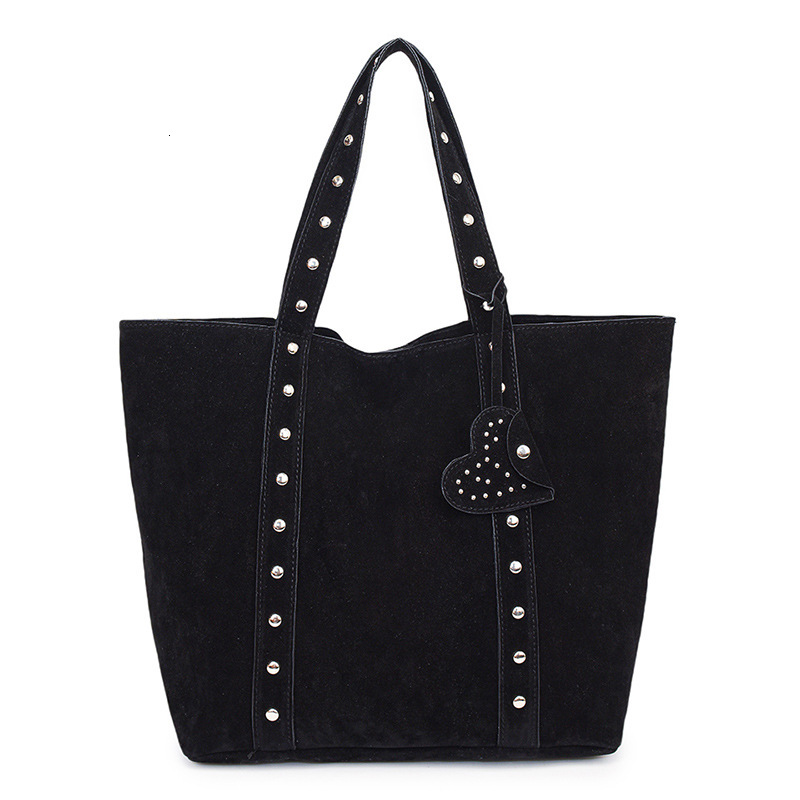 Bag New Tote Fashionable Frosted Suede Shoulder Bag, Casual Versatile Rivet Handbag