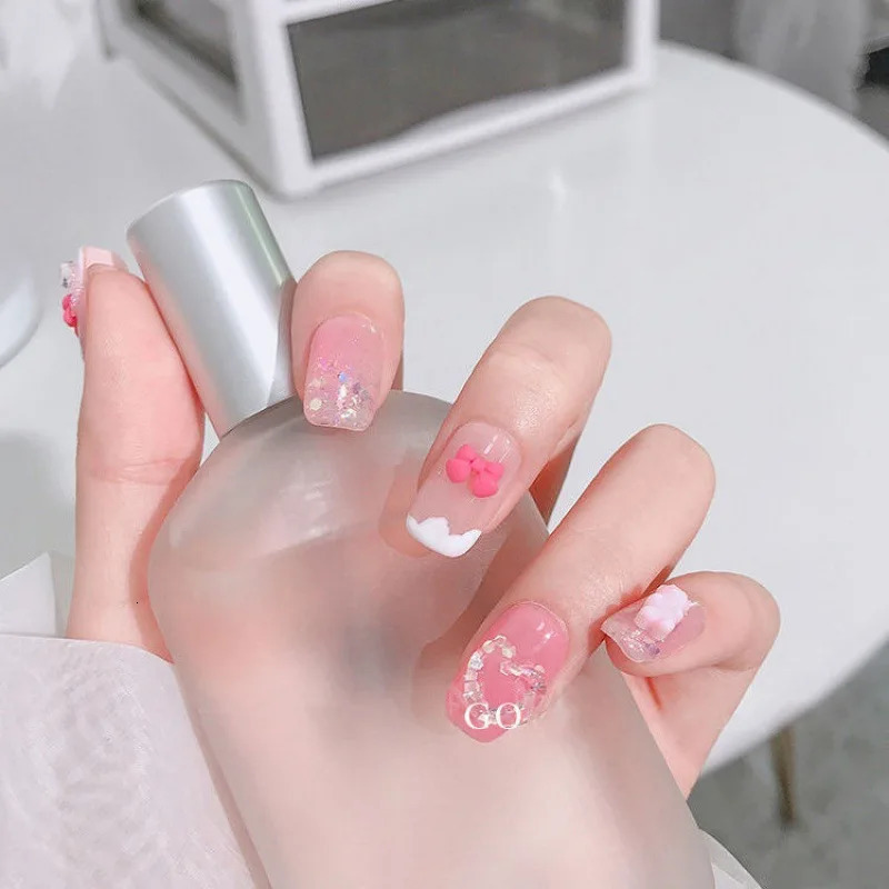 30pcsBag Kawaii Mini Bear Bow 3D Cute Nail Art Decorations Macaron Matte Bears Nails Charms ns DIY Resin Accessories 241213
