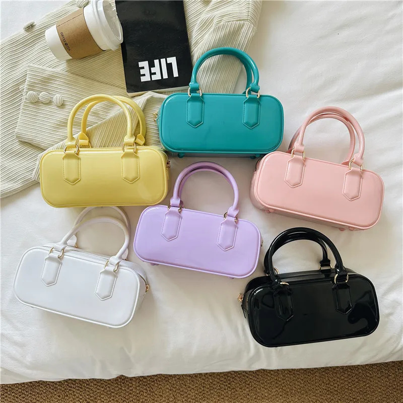 2024 PVC Plastic Candy Color Pillow Bag One Shoulder Crossbody Portable Trendy Fashion Large Capacity Womens 241213