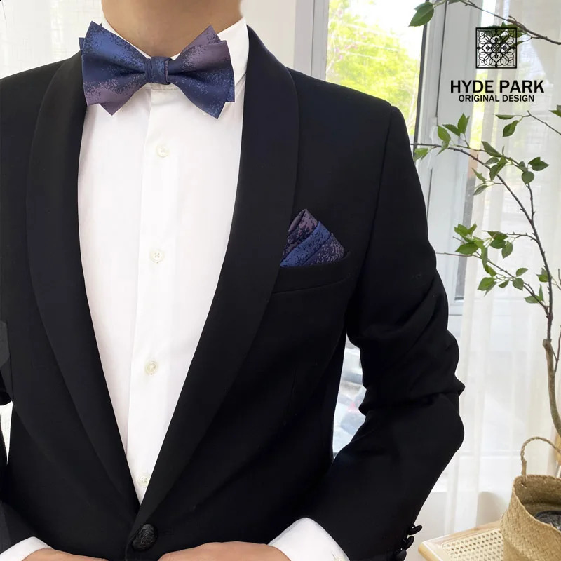 Blue Purple Symphony Wedding Fashion British Groom Mens Gift Box Mens Bow Tie 241220