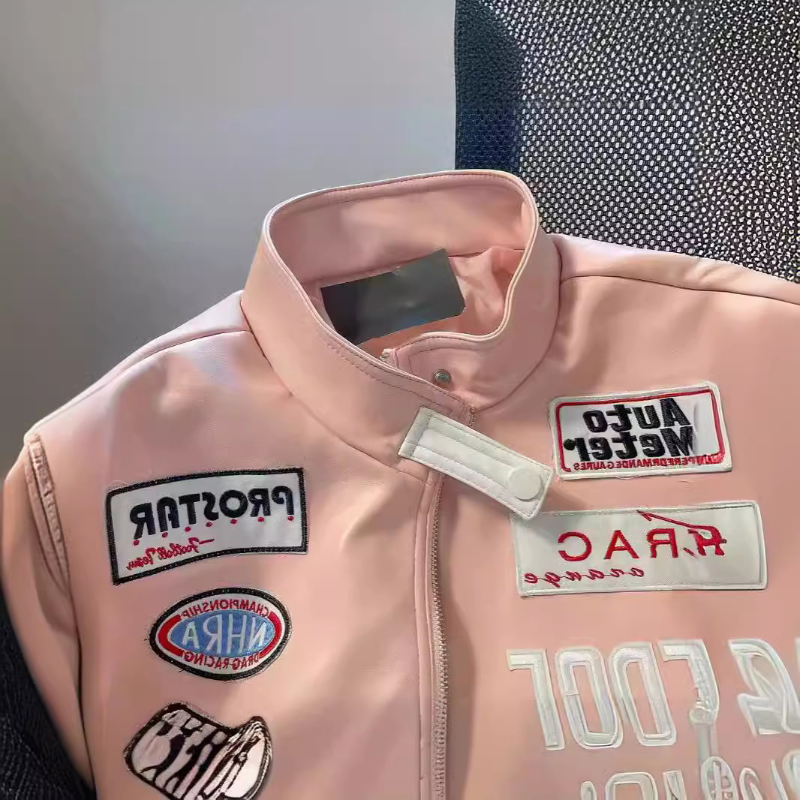 High-End Feel Motorcycle Leather Embroidery Heavy Duty Baseball Uniform Men Autumn/Winter Loose-Fit Biker Jacket