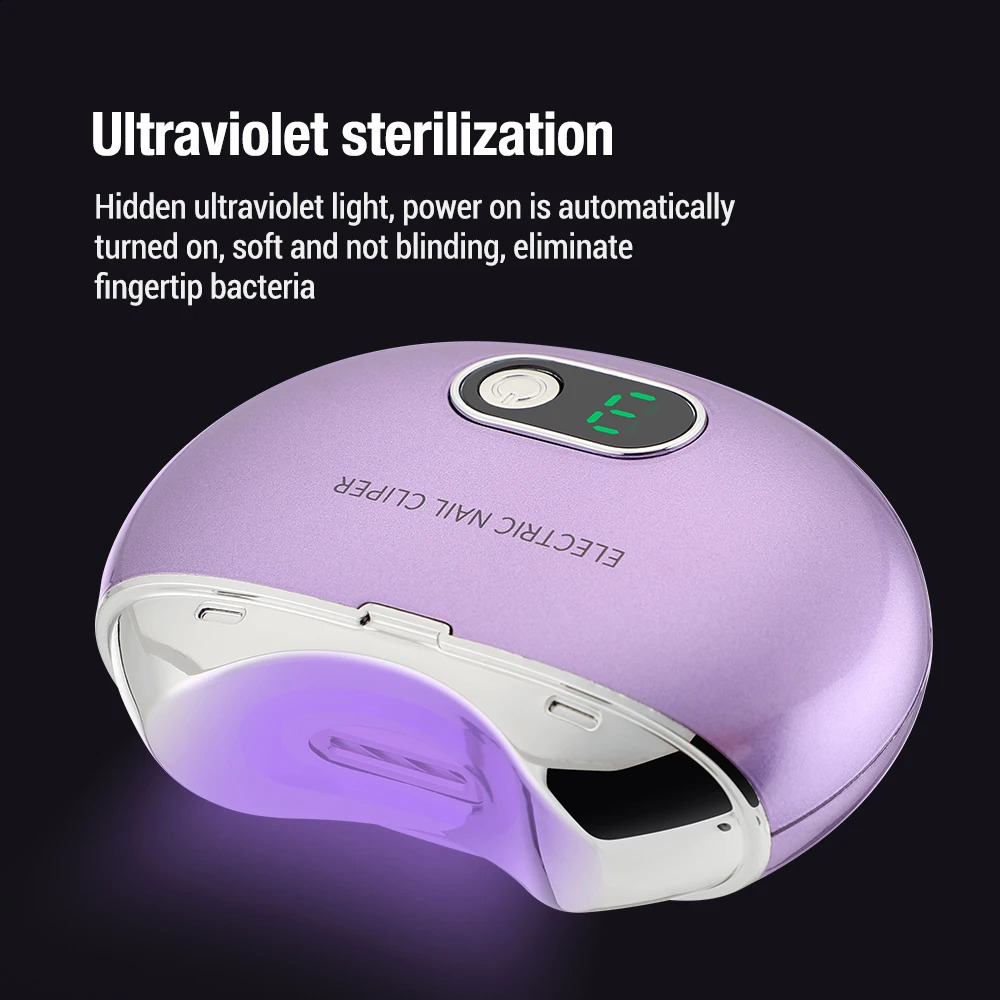 Electric Nail Clipper Rechargeable Nail Grinder 3 Speeds Low Noise Safe UV Disinfection Nail Cutter Adult Kids Nursing Care 241223
