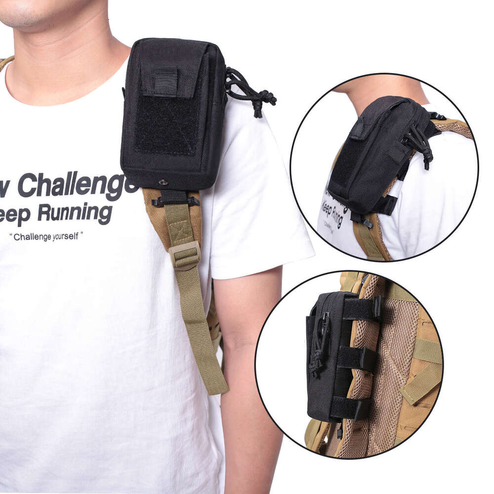 Outdoor tactical mobile phone card walkie talkie compass double shoulder accessory bag, miscellaneous bag