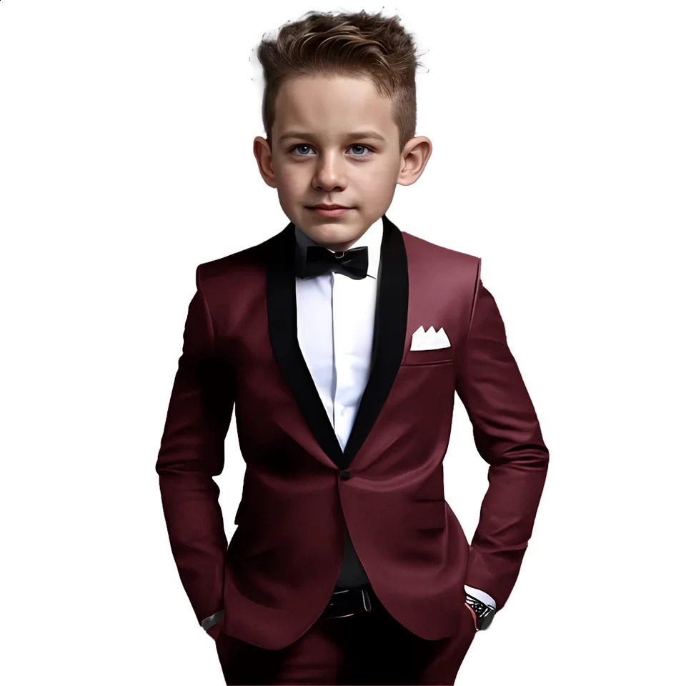 Suit for Boys Wedding Tuxedo 2 Piece Suit Formal Jacket Pants Velvet Collar Blazer Fashion Kids Blazer 2 to 16 Year 241223