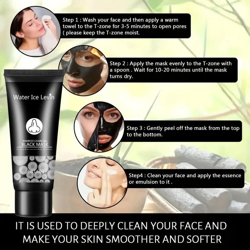 Bamboo Charcoal Mask Blackhead r Deep Facial Masks Deep Cleansing Purifying Peel Off Black Nud Shills Face Care Black Mask 241223